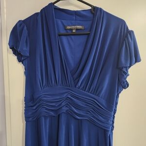 Jones Wear Royal Blue Dress with Ruffled Sleeves